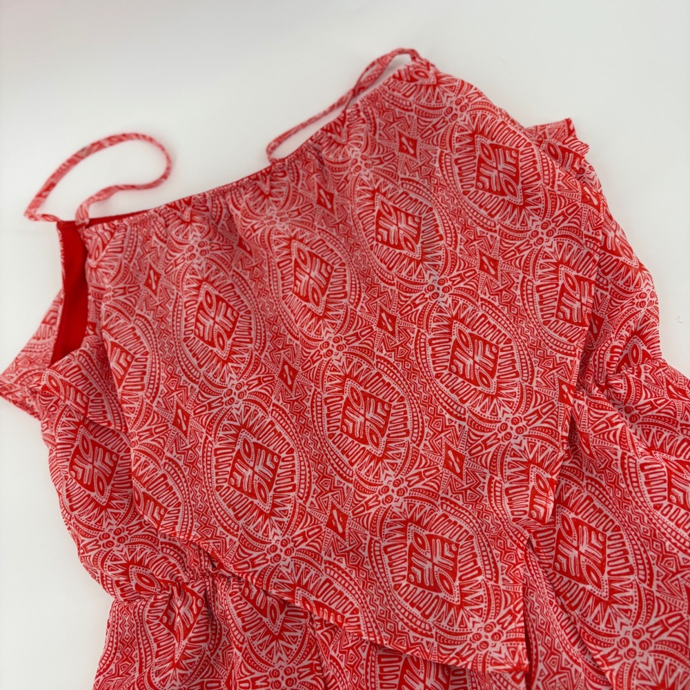 Emma & Michele Red Geometric‎ Print Sleeveless Maxi Dress Size M Overlay Bodice